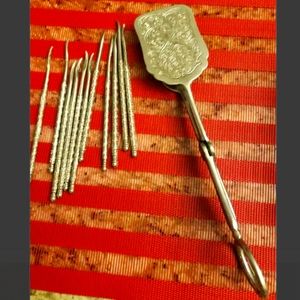 Antique silver Plated salad tongs And Pastry Server